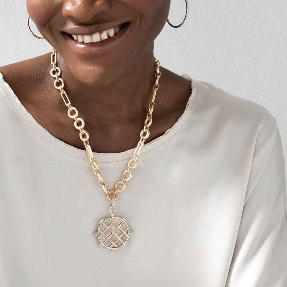 WHBM COMPASS & LOGO NECKLACE